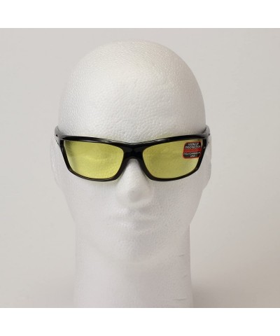 Wrap Florida Sunglass with Shiny Black Frame and Yellow Lenses - Yellow Lens - C6115LTITHN $14.46