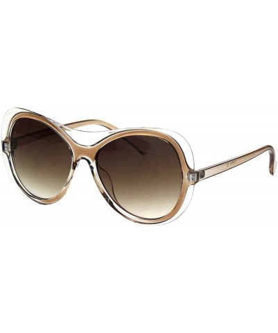 Butterfly Womens Retro Fashion Sunglasses Clear Outline Double Frame UV 400 - Clear Brown (Brown) - CP18K65EKHX $7.89