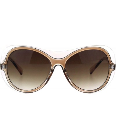 Butterfly Womens Retro Fashion Sunglasses Clear Outline Double Frame UV 400 - Clear Brown (Brown) - CP18K65EKHX $7.89