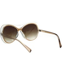 Butterfly Womens Retro Fashion Sunglasses Clear Outline Double Frame UV 400 - Clear Brown (Brown) - CP18K65EKHX $7.89