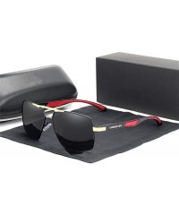 Square Man aluminum polarized sunglasses lens brand coating spectacle design red mirror - Kim Gray - CP1982Y3TEE $18.99