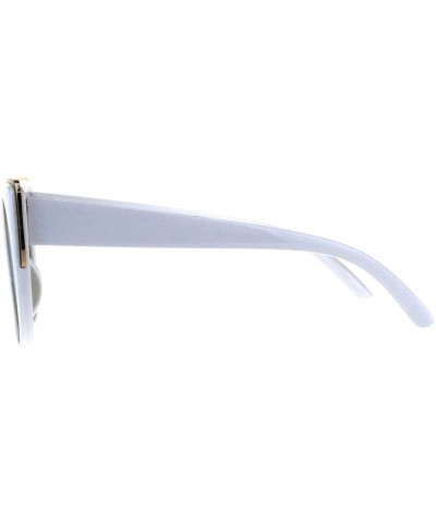 Oversized Impact Resistant Flat Glass Lens Sunglasses Womens Oversized Round Cateye - White (Brown) - C018GQTU50T $21.66
