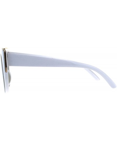 Oversized Impact Resistant Flat Glass Lens Sunglasses Womens Oversized Round Cateye - White (Brown) - C018GQTU50T $9.07