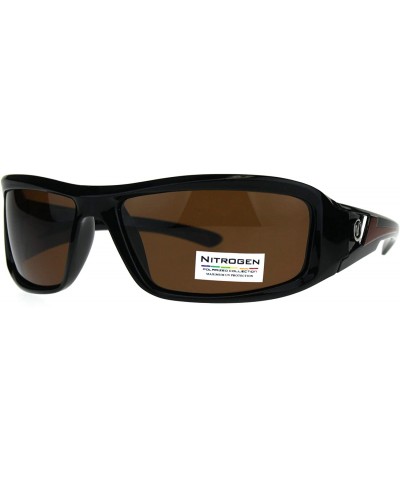 Sport Polarized Futuristic Aerodynamic Warp Sport Mens Sunglasses - Black Orange Brown - CG189UQSY5X $22.81