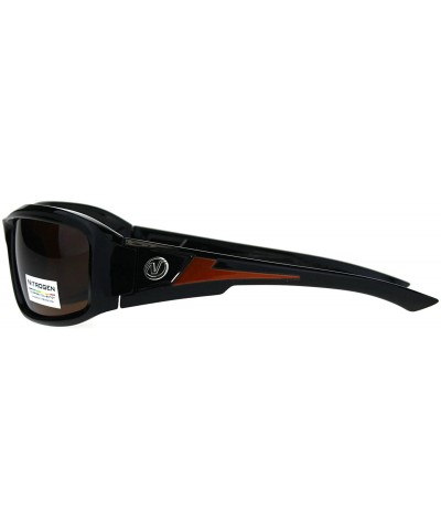 Sport Polarized Futuristic Aerodynamic Warp Sport Mens Sunglasses - Black Orange Brown - CG189UQSY5X $10.31