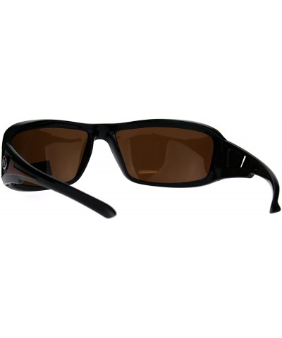 Sport Polarized Futuristic Aerodynamic Warp Sport Mens Sunglasses - Black Orange Brown - CG189UQSY5X $10.31