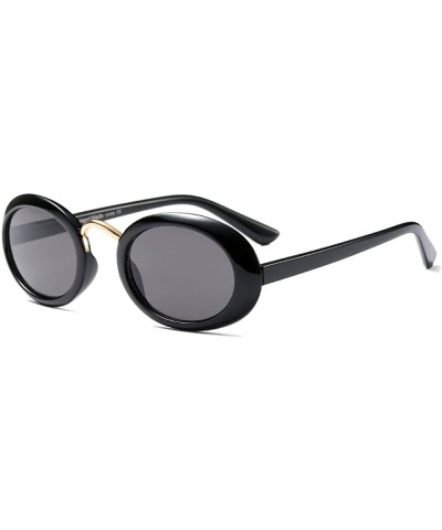 Oval Women Fashion Fancy Retro Eyeglasses Party Eyewear Classic Oval Sunglasses - Black/Grey - CV1805WHGSC $11.64