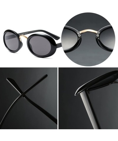 Oval Women Fashion Fancy Retro Eyeglasses Party Eyewear Classic Oval Sunglasses - Black/Grey - CV1805WHGSC $11.64