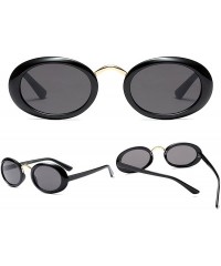 Oval Women Fashion Fancy Retro Eyeglasses Party Eyewear Classic Oval Sunglasses - Black/Grey - CV1805WHGSC $11.64