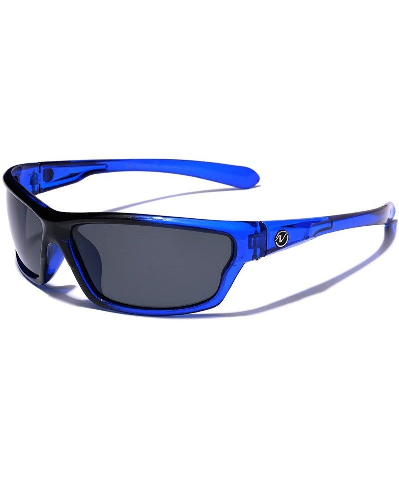 Wrap Polarized Wrap Around Sport Sunglasses - Crystal Blue - Smoke - CH196R8569M $9.27