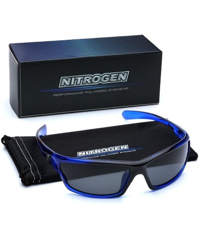 Wrap Polarized Wrap Around Sport Sunglasses - Crystal Blue - Smoke - CH196R8569M $9.27