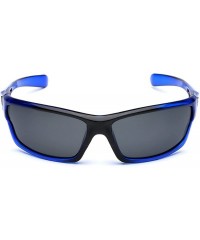 Wrap Polarized Wrap Around Sport Sunglasses - Crystal Blue - Smoke - CH196R8569M $9.27