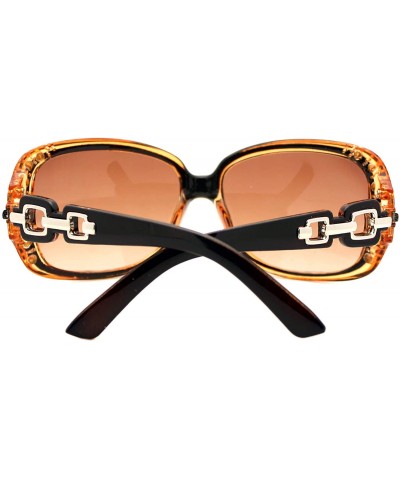 Oversized Womens Bifocal Lens Sunglasses Oversized Square Rhinestone Frame - Brown - CG18IEX35XW $8.13