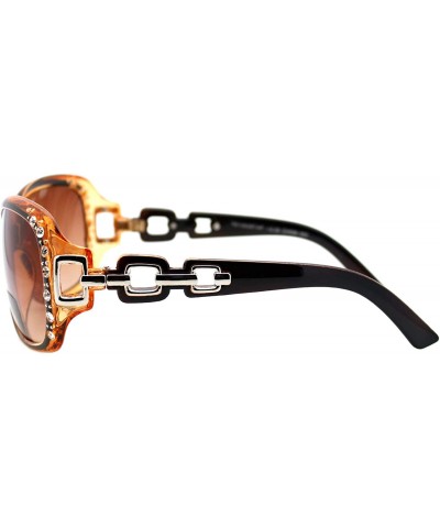 Oversized Womens Bifocal Lens Sunglasses Oversized Square Rhinestone Frame - Brown - CG18IEX35XW $8.13