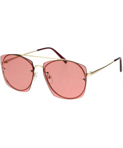 Rimless Womens Rimless Rectangular Luxury Designer Style Metal Rim Sunglasses - Gold Burgundy - CL18K3YDS3G $10.77