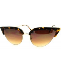 Oval Womens Mod Half Rim Cat Eye 20s Retro Fashion Goth Sunglasses - Tortoise Gold - C211GT4DI8T $11.92