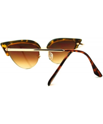 Oval Womens Mod Half Rim Cat Eye 20s Retro Fashion Goth Sunglasses - Tortoise Gold - C211GT4DI8T $11.92