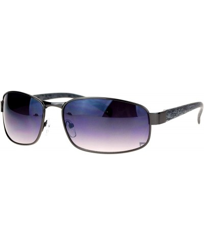 Rectangular Wood Grain Arm Narrow Rectangular Sport Luxury Designer Sunglasses - Gunmetal - CC12D63NTGL $11.44