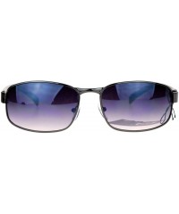 Rectangular Wood Grain Arm Narrow Rectangular Sport Luxury Designer Sunglasses - Gunmetal - CC12D63NTGL $20.39