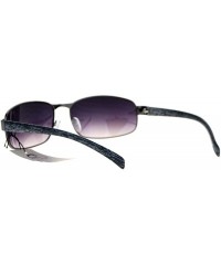 Rectangular Wood Grain Arm Narrow Rectangular Sport Luxury Designer Sunglasses - Gunmetal - CC12D63NTGL $20.39