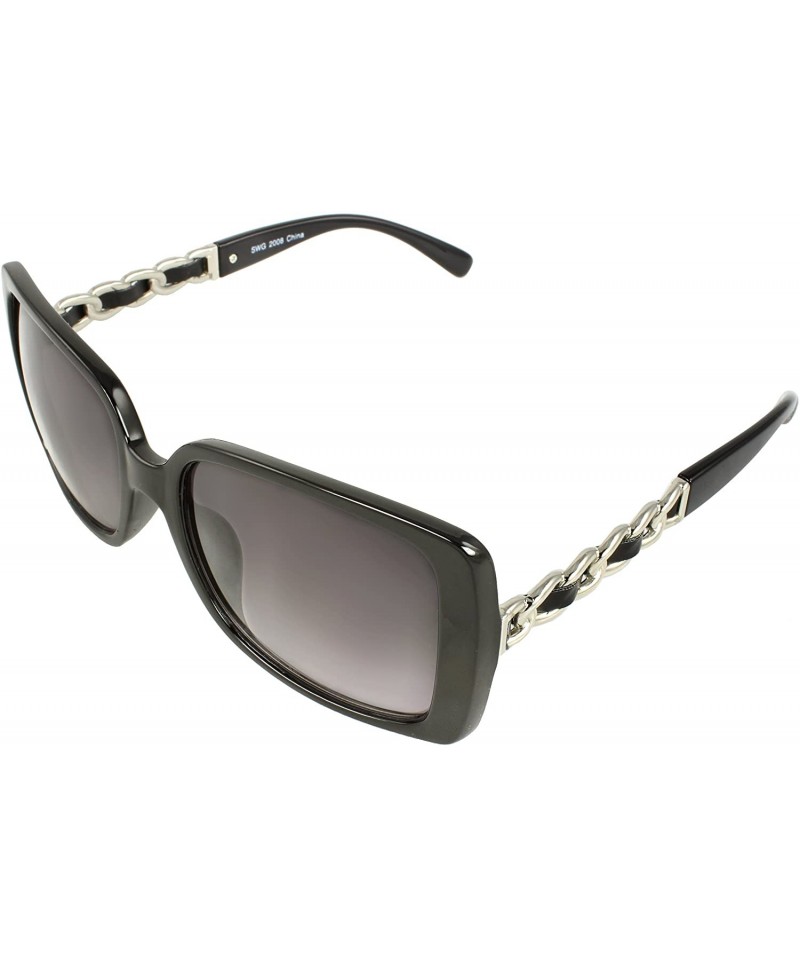 Square SWG2008 Square Fashion Sunglasses - Black - CK11CQBAY3Z $10.78