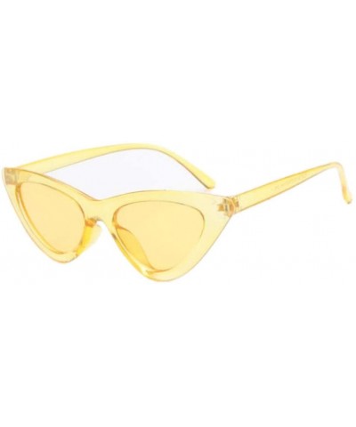 Cat Eye Women Retro Sun Glass Female Small Sun Glasses Cat Eye Sunglasses - Yellow - C618U46WWG5 $28.36