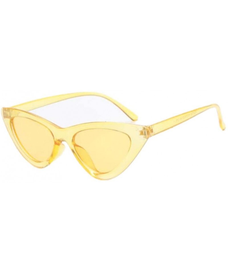 Cat Eye Women Retro Sun Glass Female Small Sun Glasses Cat Eye Sunglasses - Yellow - C618U46WWG5 $14.18