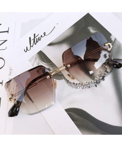 Square 2018 New Oversized Sunglasses Women Square Mirrored Glasses Fashion Female Designer Sol UV400 - C01 - CG199C0NTS0 $29.44