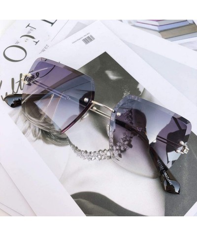 Square 2018 New Oversized Sunglasses Women Square Mirrored Glasses Fashion Female Designer Sol UV400 - C01 - CG199C0NTS0 $29.44