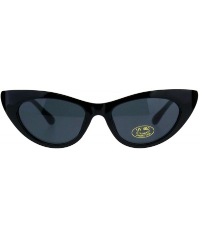 Cat Eye Womens Futuristic Retro Narrow Goth Cat Eye Plastic Sunglasses - Black - CB18DSUSDTD $11.26