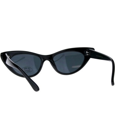 Cat Eye Womens Futuristic Retro Narrow Goth Cat Eye Plastic Sunglasses - Black - CB18DSUSDTD $11.26