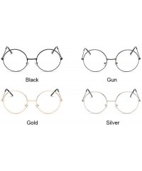 Square Round Spectacle Glasses Frame Sunglasses Women Vintage Metal Sun Female Frames Optical Transparent - Silver - C7199CH3...