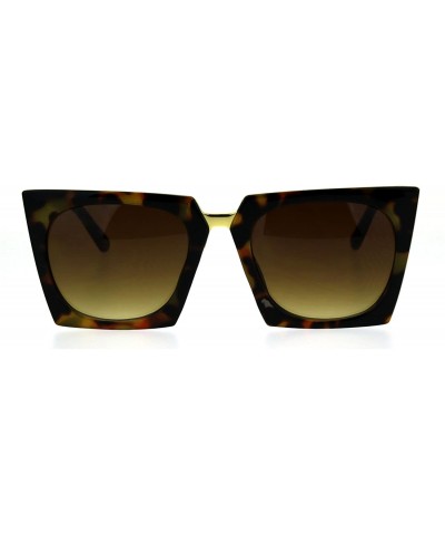 Cat Eye Womens Squared Rectangular Futuristic 80s Goth Cat Eye Sunglasses - Tortoise Gold - CG17Z4HRC78 $11.59