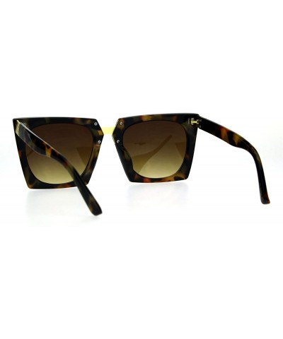 Cat Eye Womens Squared Rectangular Futuristic 80s Goth Cat Eye Sunglasses - Tortoise Gold - CG17Z4HRC78 $11.59