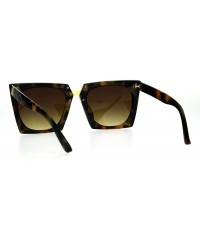 Cat Eye Womens Squared Rectangular Futuristic 80s Goth Cat Eye Sunglasses - Tortoise Gold - CG17Z4HRC78 $11.59