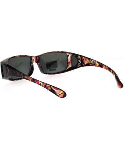 Rectangular Polarized Womens Geometric Pattern 60mm OTG Fit Over Sunglasses - Translucent Fuchsia - C1185DS2LI7 $23.30
