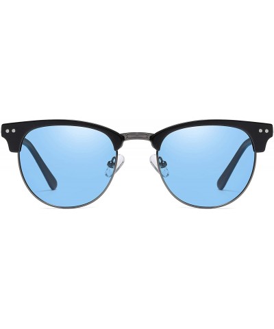 Rimless Retro Classic Semi Rimless Polarized Sunglasses Women Men - Blue - CD190S8473Z $11.15