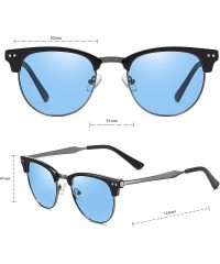 Rimless Retro Classic Semi Rimless Polarized Sunglasses Women Men - Blue - CD190S8473Z $11.15