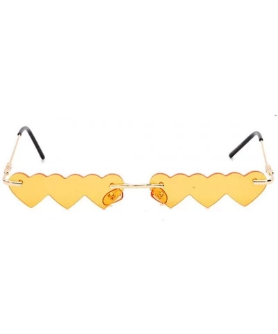 Semi-rimless Vintage Sunglasses Women Fashion Rimless Heart Sunglasses Party Favors UV400 - Yellow - CK19038US66 $16.16