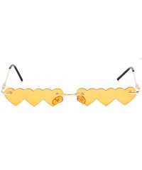 Semi-rimless Vintage Sunglasses Women Fashion Rimless Heart Sunglasses Party Favors UV400 - Yellow - CK19038US66 $15.95