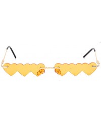 Semi-rimless Vintage Sunglasses Women Fashion Rimless Heart Sunglasses Party Favors UV400 - Yellow - CK19038US66 $8.61