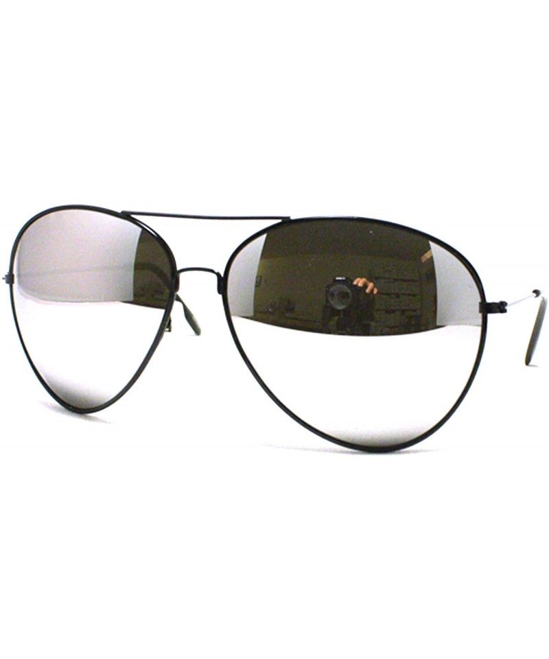 Aviator Super Oversized Aviator Sunglasses Unisex Fashion Big Mirror Lens - Black - CA187W5ETEY $8.20