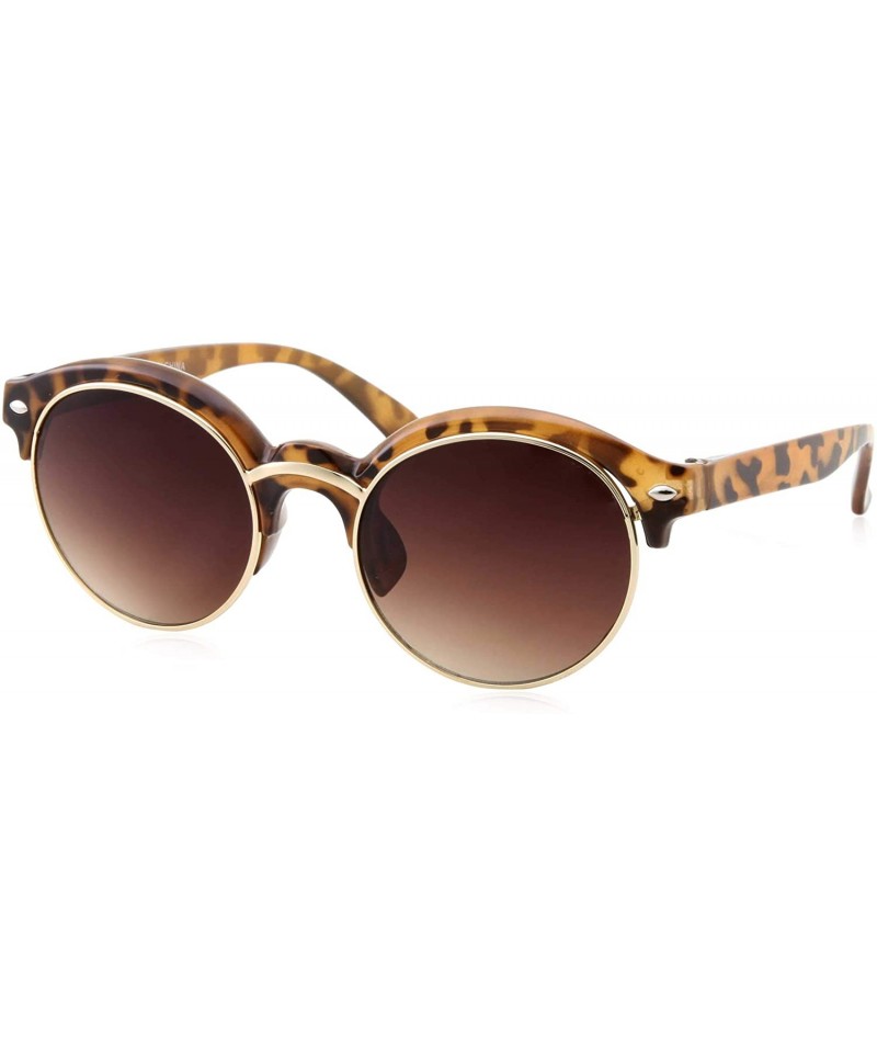 Round Classic Vintage Inspired Horned Rim Plastic Frame Round Sunglasses - Tortoise - CI18M7KZ93W $9.14