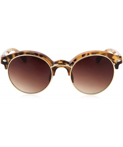 Round Classic Vintage Inspired Horned Rim Plastic Frame Round Sunglasses - Tortoise - CI18M7KZ93W $9.14
