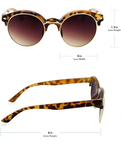 Round Classic Vintage Inspired Horned Rim Plastic Frame Round Sunglasses - Tortoise - CI18M7KZ93W $9.14