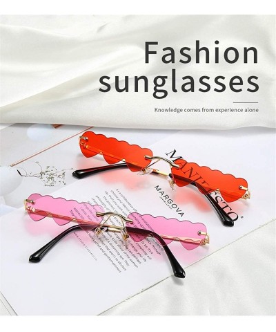 Semi-rimless Vintage Sunglasses Women Fashion Rimless Heart Sunglasses Party Favors UV400 - Yellow - CK19038US66 $8.61