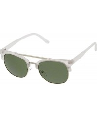 Semi-rimless Double Bridge Half Frame Semi-Rimless Horn Rimmed Sunglasses (Frost Green) - CD11G3ADC6L $12.73