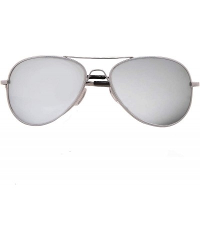 Aviator Metal Classic Aviator Color Lens Sunglasses Large Size P482 - Silver-mirror Lens - CH11BFU97RN $12.41