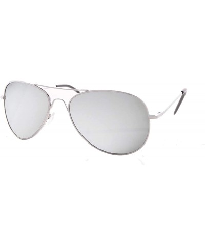 Aviator Metal Classic Aviator Color Lens Sunglasses Large Size P482 - Silver-mirror Lens - CH11BFU97RN $12.41