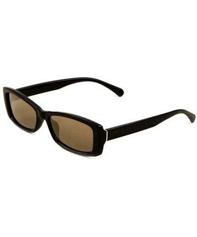 Square Slim Rectangular Minimal Retro Classic Plastic Mod Sunglasses - Black Frame - CP18WQLWWZO $19.26